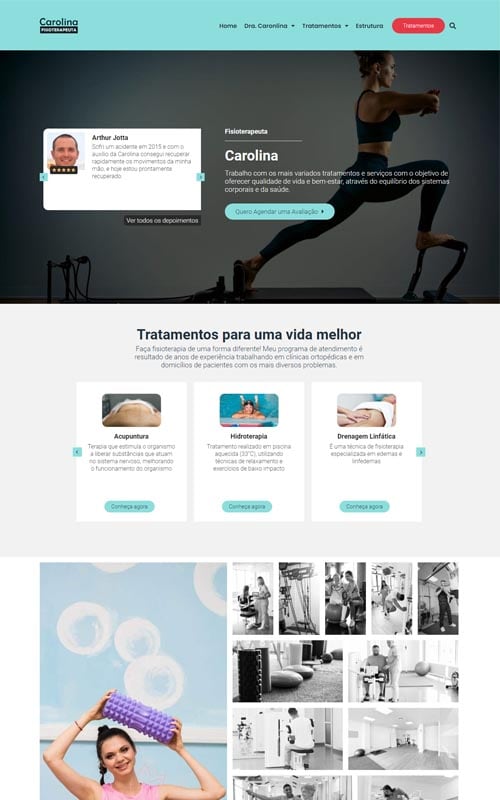 Modelo de site para fisioterapeutas, clínicas de fisioterapia e studios de pilates