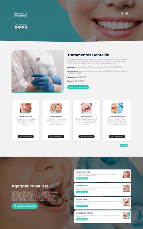 Modelo de site para clínicas odontológicas, dentistas e consultórios de odontologia