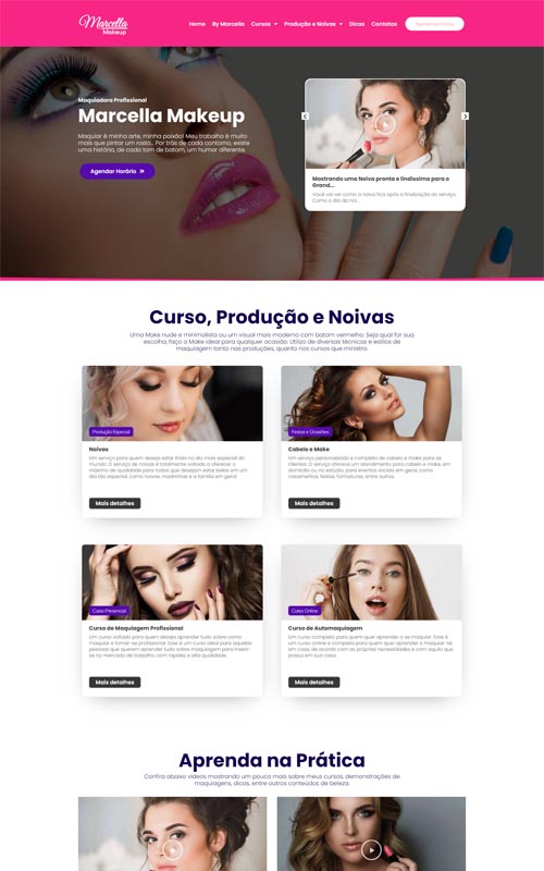 Modelo de site para maquiador, estúdios de maquiagem e makeup