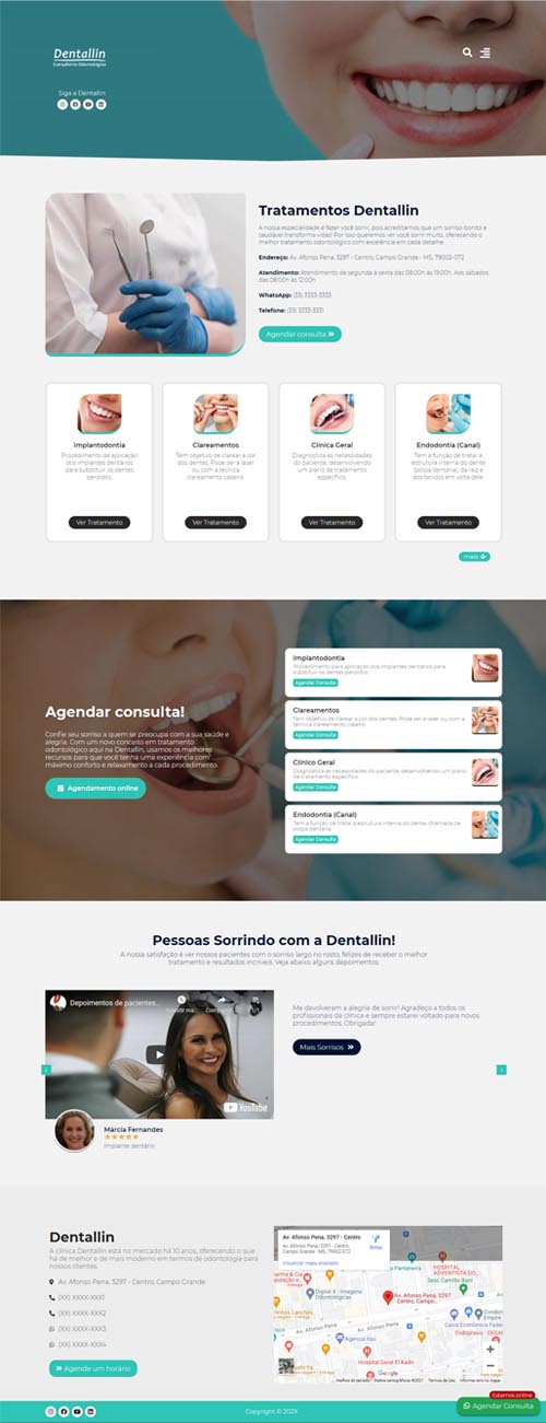 Modelo de site para clínicas odontológicas, dentistas e consultórios de odontologia