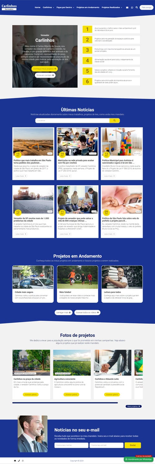 Modelo de site para você candidato político, vereador, prefeito ou deputado