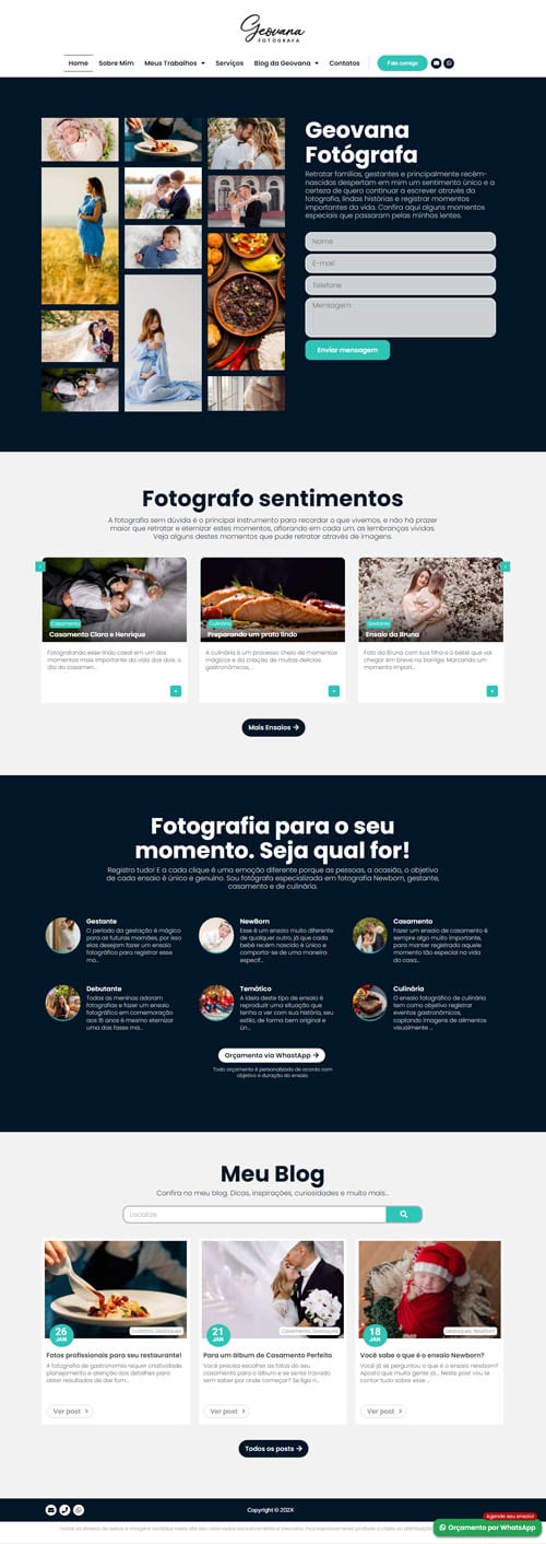 Modelo de Site para Fotógrafos, estúdios fotográficos e empresas de fotografias