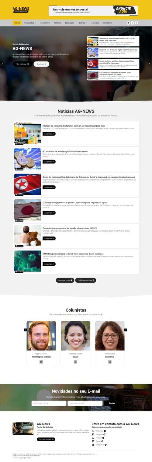 Modelo de site com blog de notícias