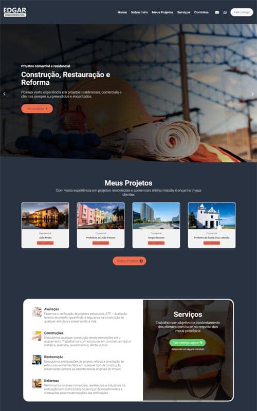 Modelo de site para engenheiro civil, escritórios e empresas de engenharia civil
