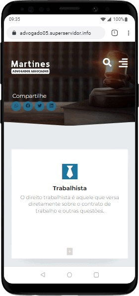 Modelo de site para escritórios de advogados associados, empresas de advocacia e advogados autônomos