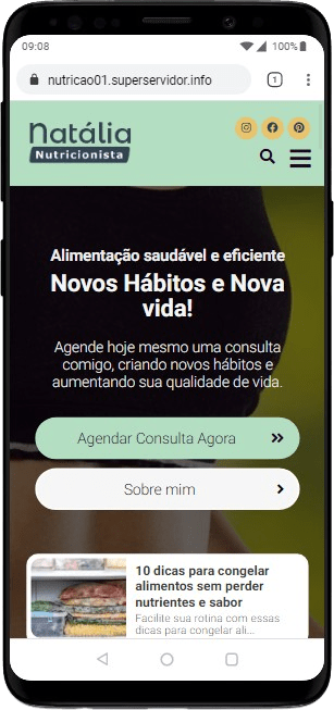 Modelo de site para Nutricionistas e Clínica ou Consultório de Nutrição