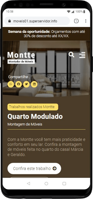 Modelo de Site para montador de móveis, marcenarias, empresas de móveis planejados e marceneiro autônomo