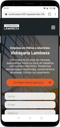 Modelo de site para vidraçarias e empresas de vidros, alumínios e box