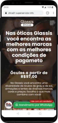 Modelo de Site para Óticas, laboratórios ópticos ou empresas de óculos