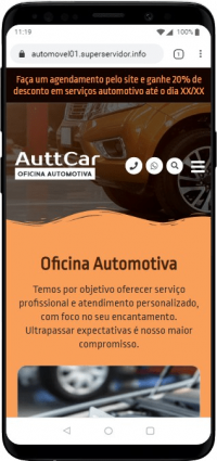 Modelo de site para oficinas mecânicas automotivas, mecânicos autônomos e loja de autopeças