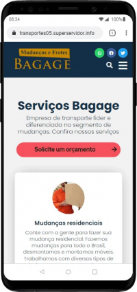 Modelo de site para empresas de mudanças residenciais ou comerciais e transportes
